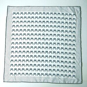 Scarf VTG Monogram M/W Black/White Polka-dot 100% Polyester Made in USA